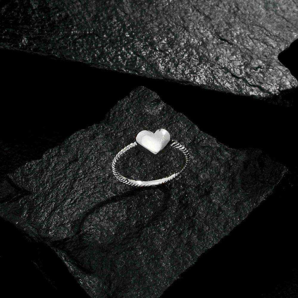 Anel Prateado de Falange Coração - Galeria
